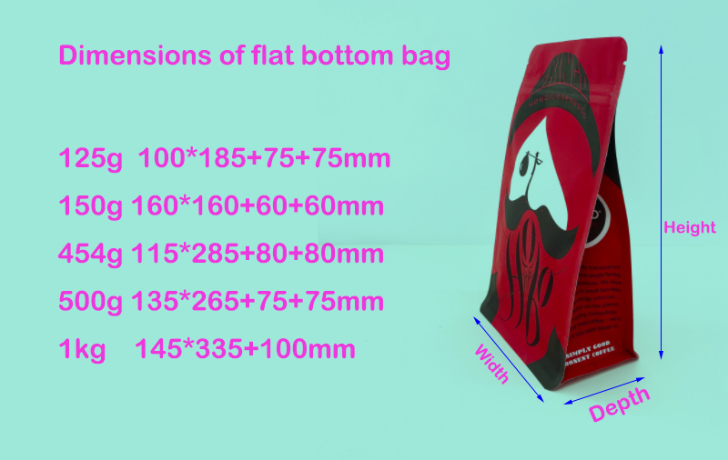 7.mga sukat ng flat bottom bag